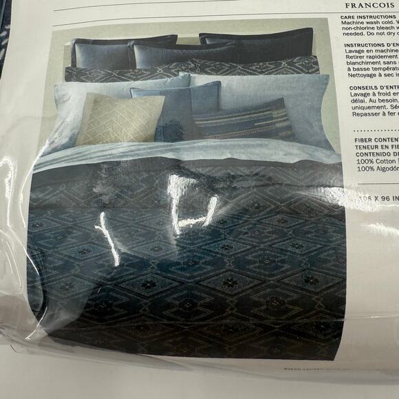 Ralph Lauren Home King Duvet Cover 108 x 96 Francois NWT Navy Blue Cotton $425 - Picture 8 of 12